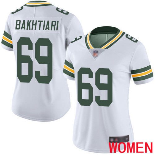 Green Bay Packers Limited White Women #69 Bakhtiari David Road Jersey Nike NFL Vapor Untouchable